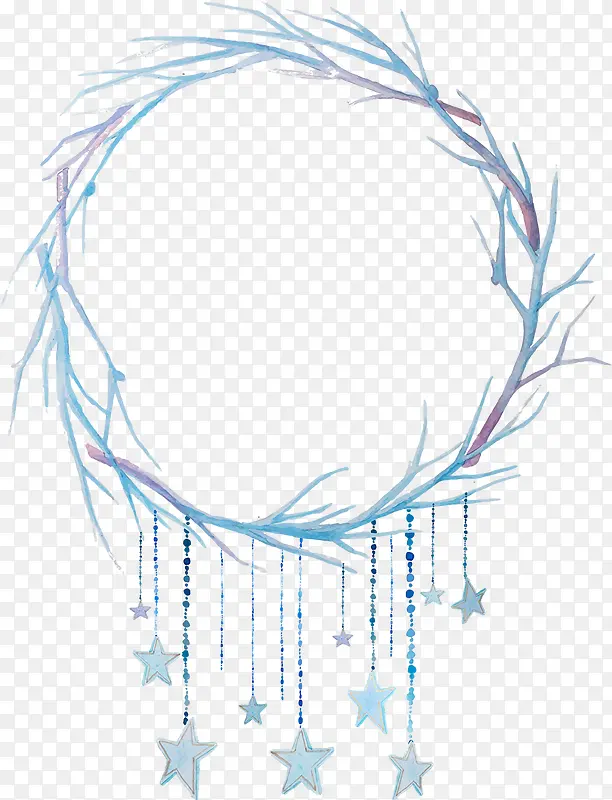 手绘树枝圆环装饰图案