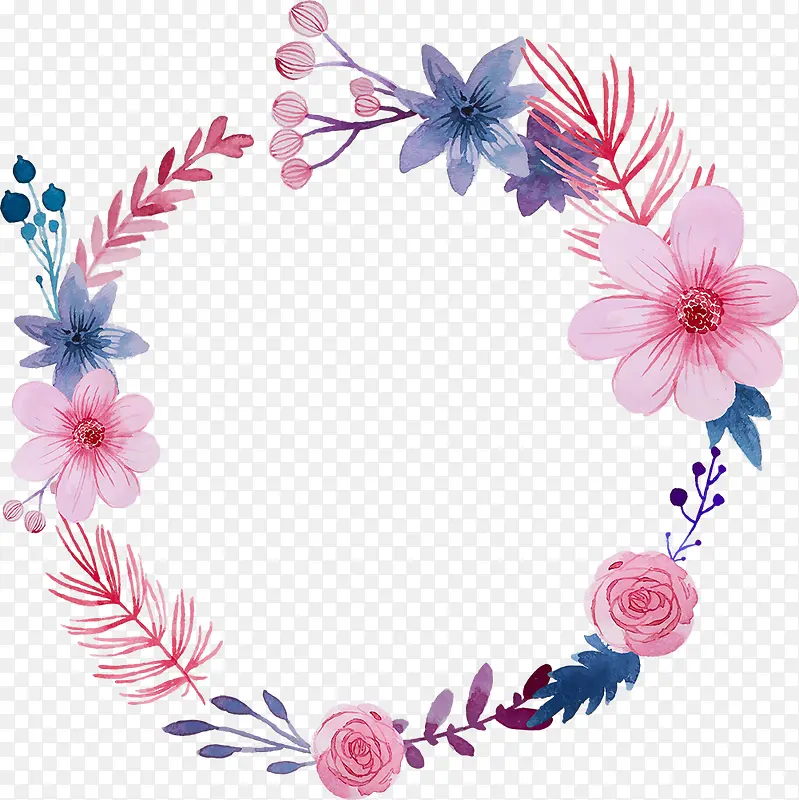 水墨圆环花卉背景图案