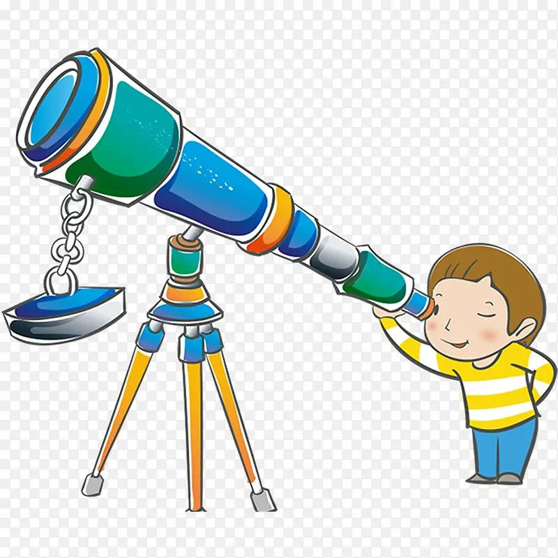 使用天文望远镜的儿童人物