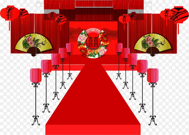 矢量中式婚礼舞台