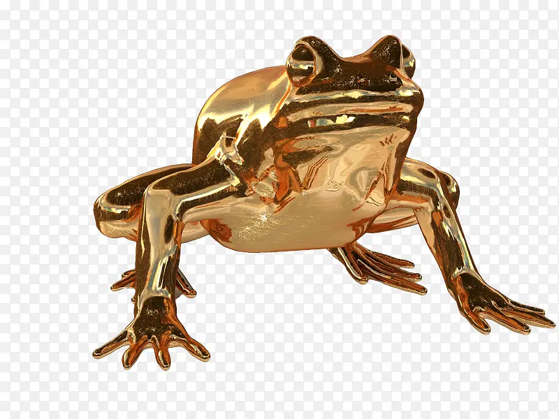 创意精美金属黄金质感青蛙摆件