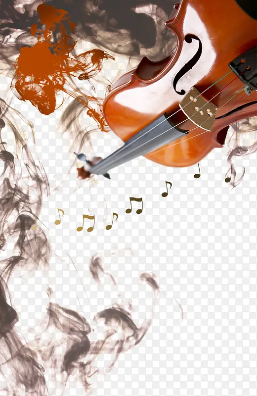 烟雾音符围绕的小提琴