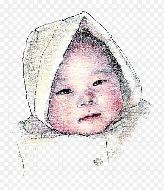 手绘素描婴儿插画