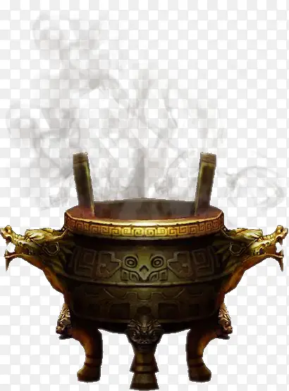 古代香炉造型烟雾