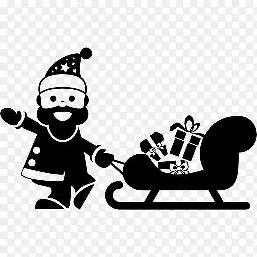 圣诞老人和他的雪橇图标
