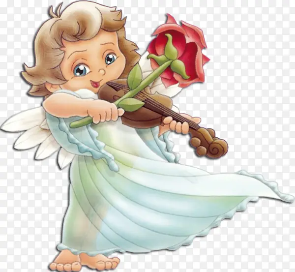 卡通拉提琴的小天使
