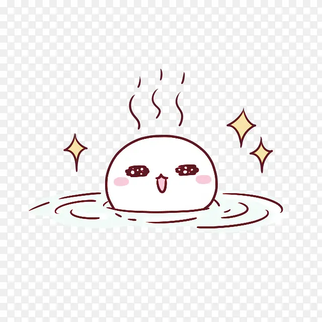 泡温泉的汤圆表情卡通手绘