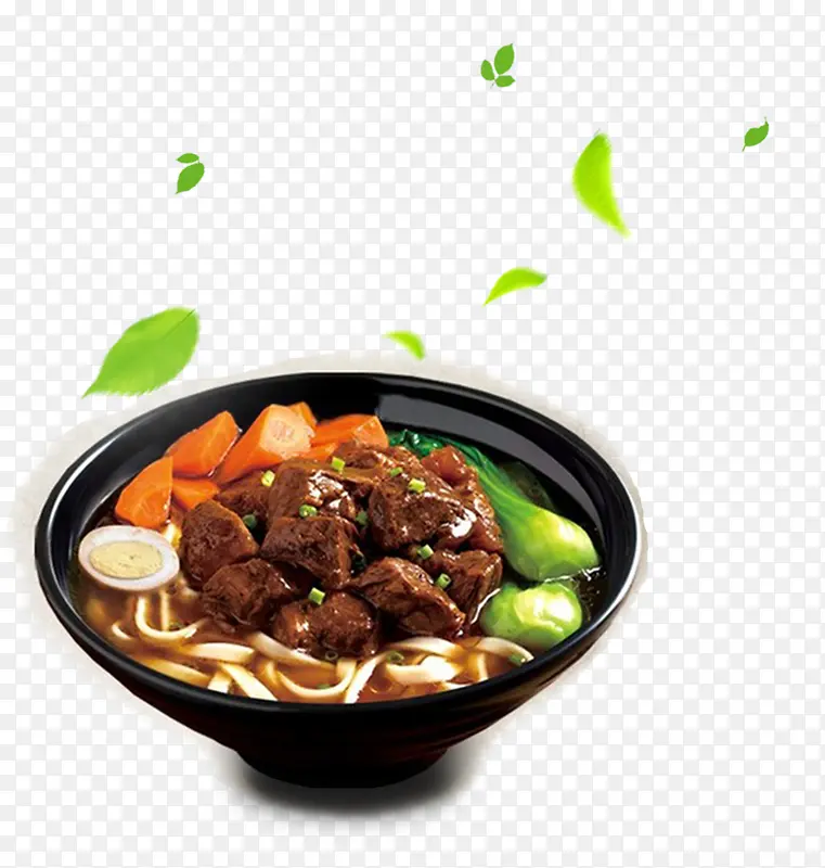红烧牛肉面绿叶