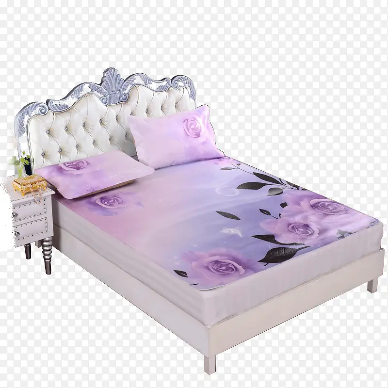 摄影家具家纺床紫色花
