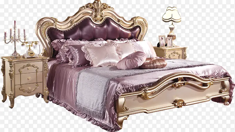 紫色欧式家具大床