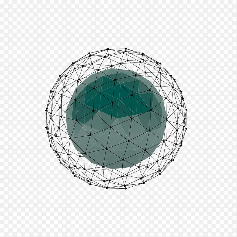 立体科技网状线条球体免抠