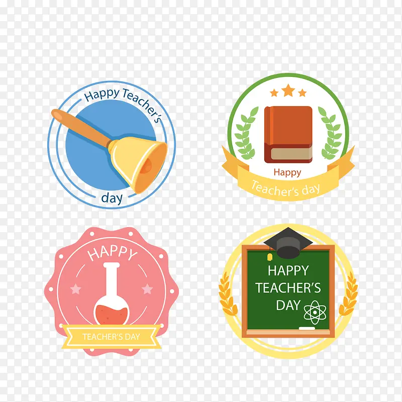 彩色教师标签矢量图