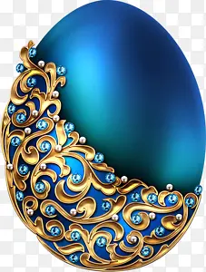 蓝色质感宝石镶边蛋