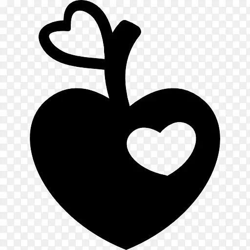 心形苹果心咬和心脏叶形图标