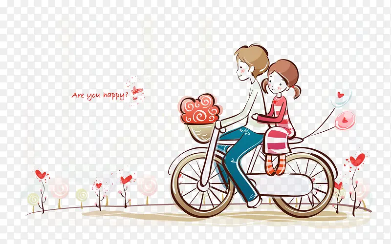 情侣骑单车