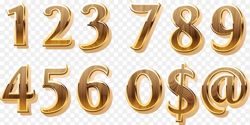 金色木纹数字矢量图