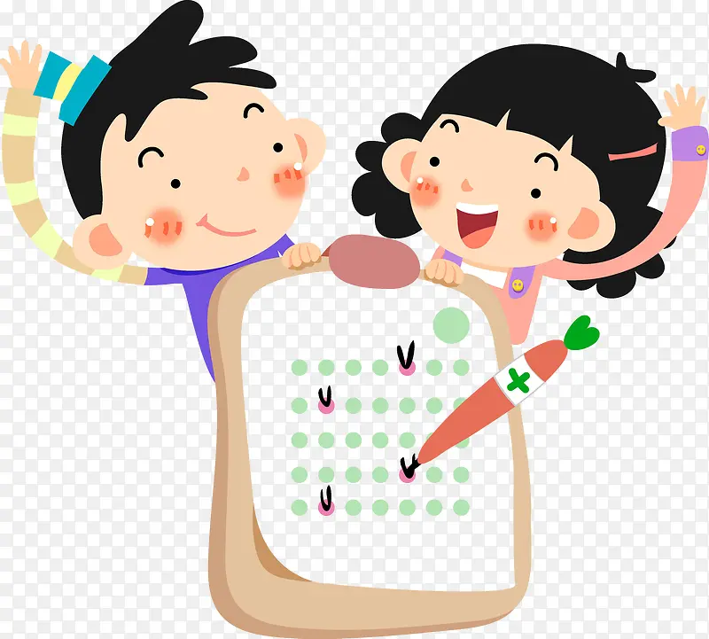 卡通日历牌上的孩子免抠图