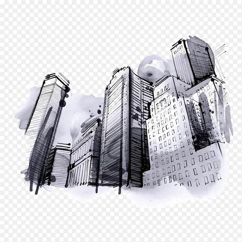 水墨矢量建筑PNG图片素材下载_图片编号qzowzawx-免抠素材网
