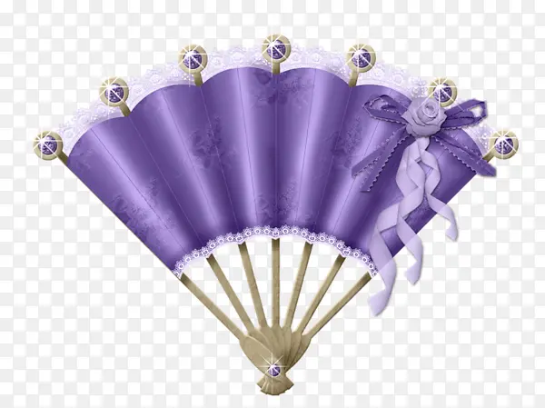 紫色卡通贵妇扇子