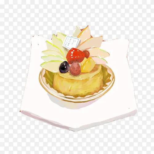 水果蛋糕手绘画素材图片