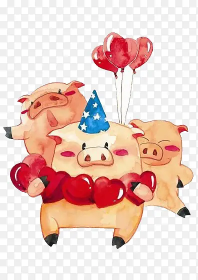 生日蛋糕猪气球