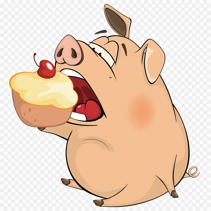 吃蛋糕的卡通小猪