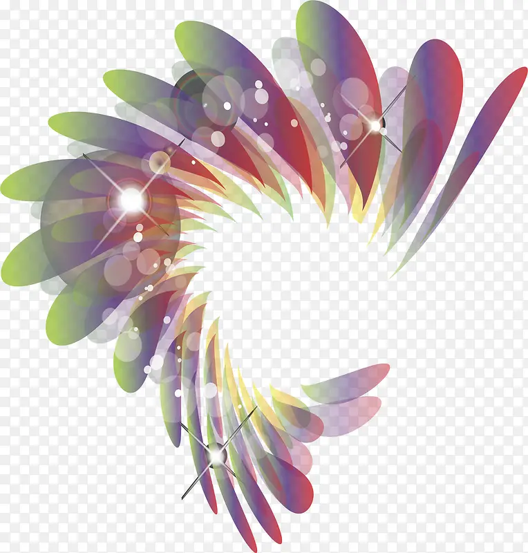 羽毛 翅膀 环形  发光