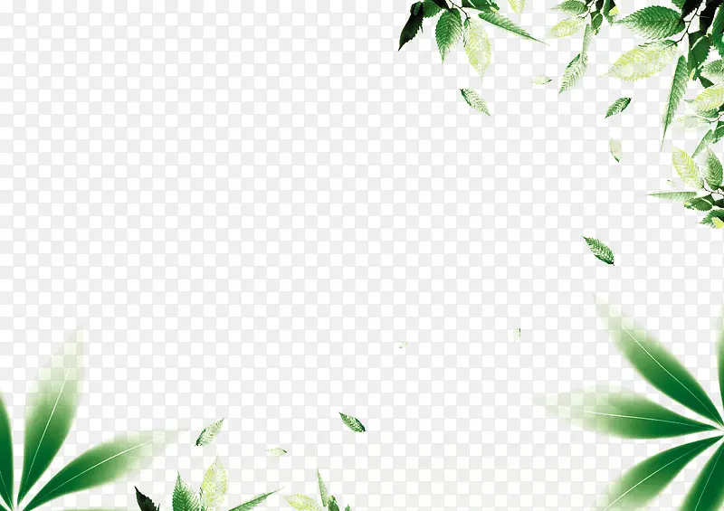绿色树叶半包围边框