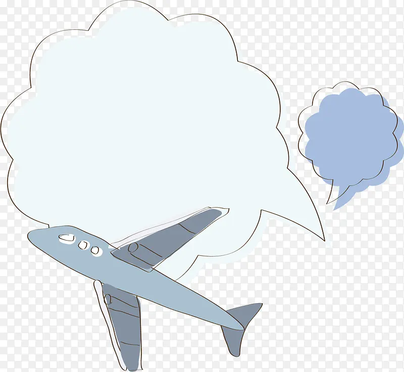 卡通线条飞机气泡对话框