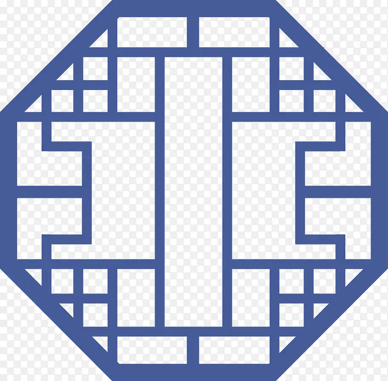 蓝色中式窗纹图案