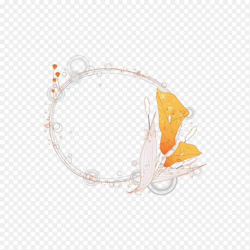 手绘马蹄莲和橙色边框
