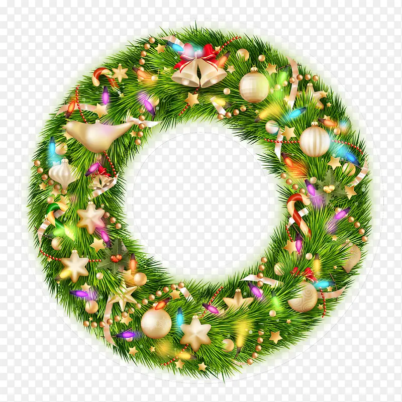 圣诞节绿色松叶圆环