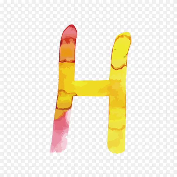 水彩字母H