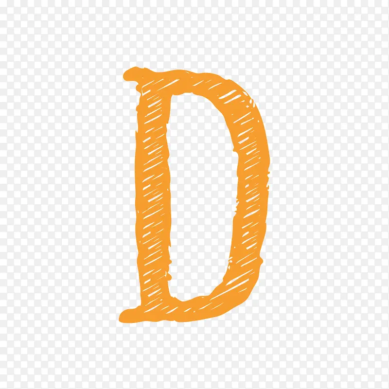 卡通手绘橙色字母D
