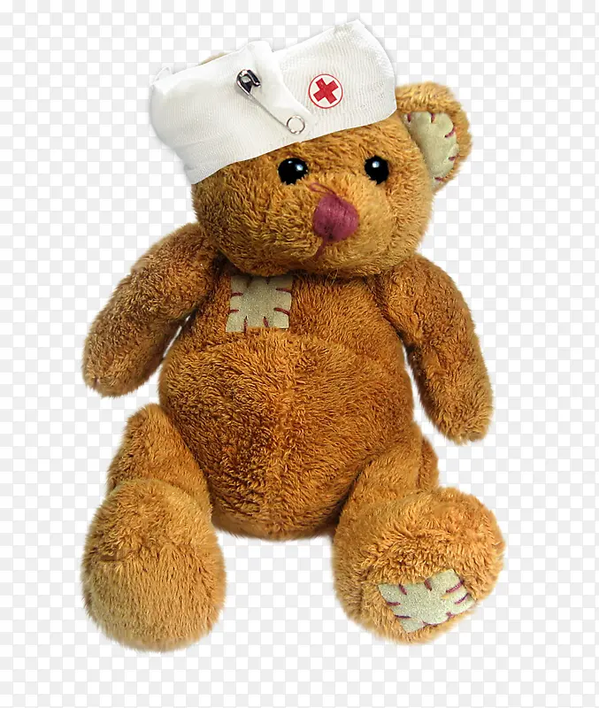 可爱的棕色医生小熊毛绒玩具