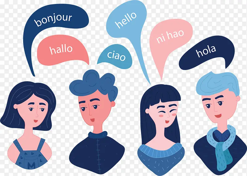 不同语言人们对话