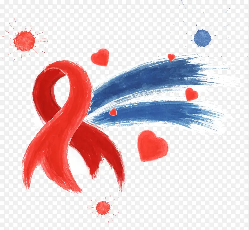 简约手绘艾滋病红丝带矢量图