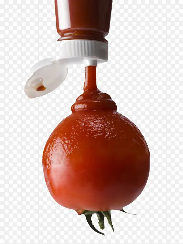 红色塑料瓶子开了的白色盖子番茄
