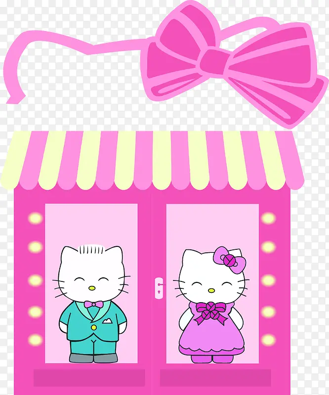 可爱手绘粉色蝴蝶结Kitty猫