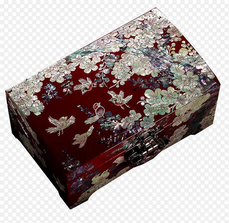 复古贝壳木质漆器百宝盒