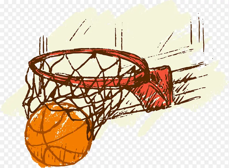 手绘涂鸦篮球框
