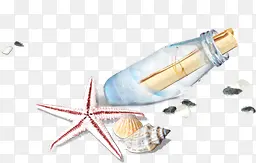 摄影夏日海报沙滩漂流瓶贝壳