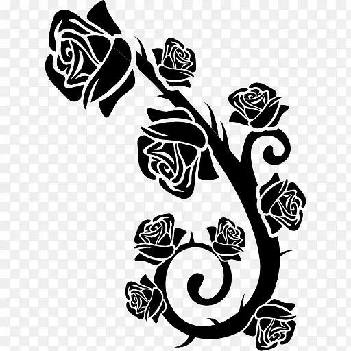 玫瑰花枝装饰图标
