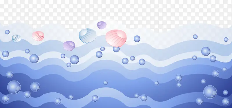 卡通手绘紫色气泡海底波浪
