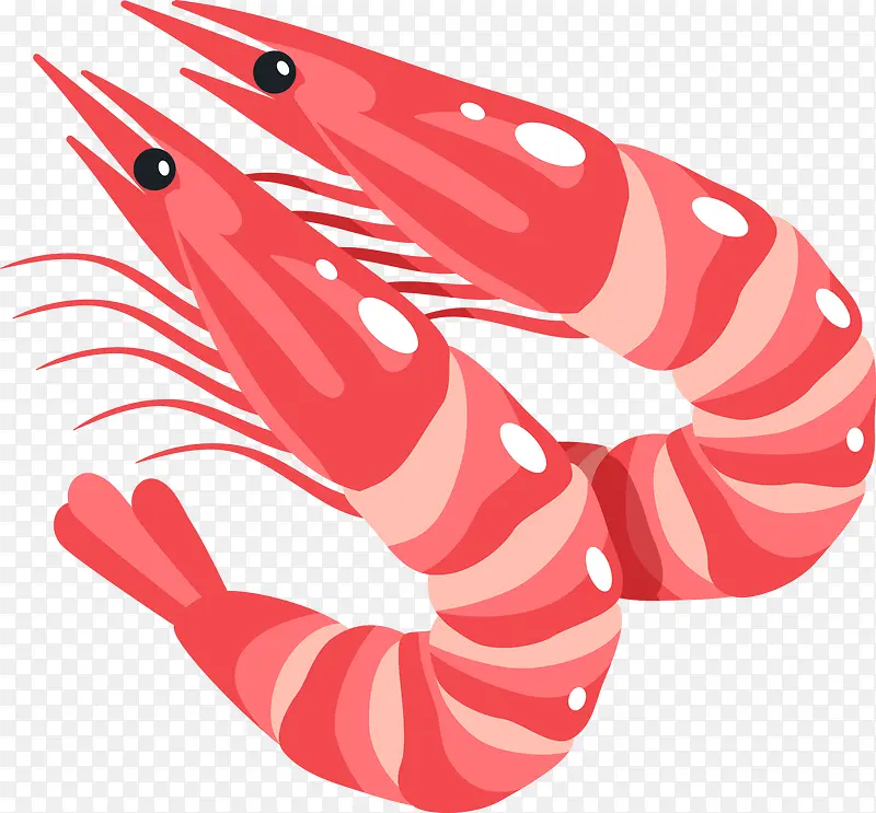 卡通手绘红色的虾
