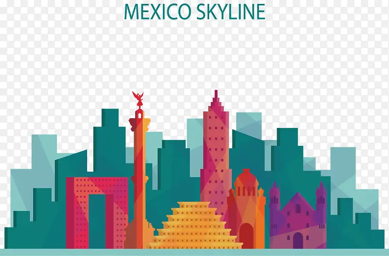彩色墨西哥建筑模型海报