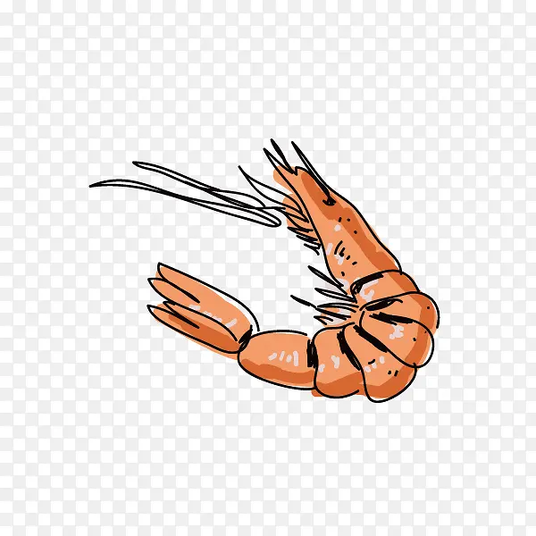卡通手绘海鲜虾食物