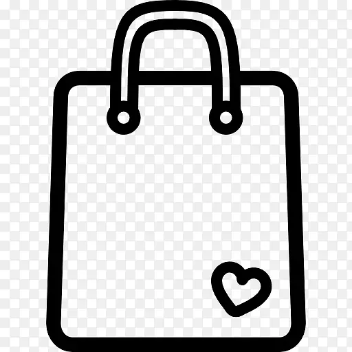 购物袋轮廓工具与一个小的心图标