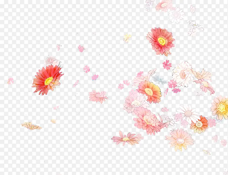 漂浮的花朵及花瓣免扣背景图