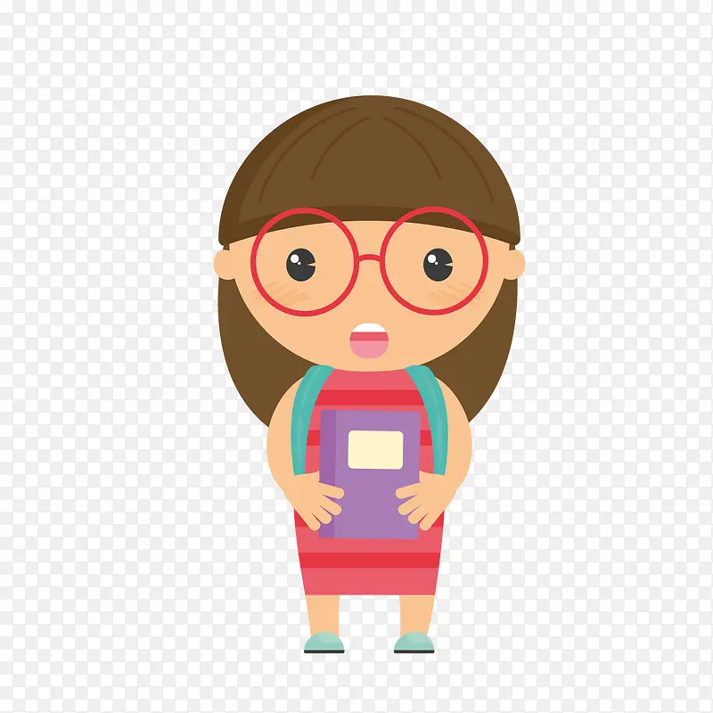 戴眼镜女学生矢量图
